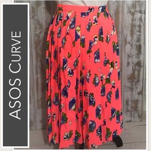 ASOS Curve Vibrant Neon Orange Floral Skirt Size 20 EUC
